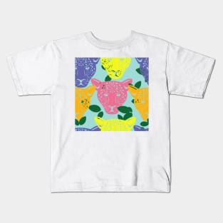 Cute Jaguar Vector Pattern Seamless Kids T-Shirt